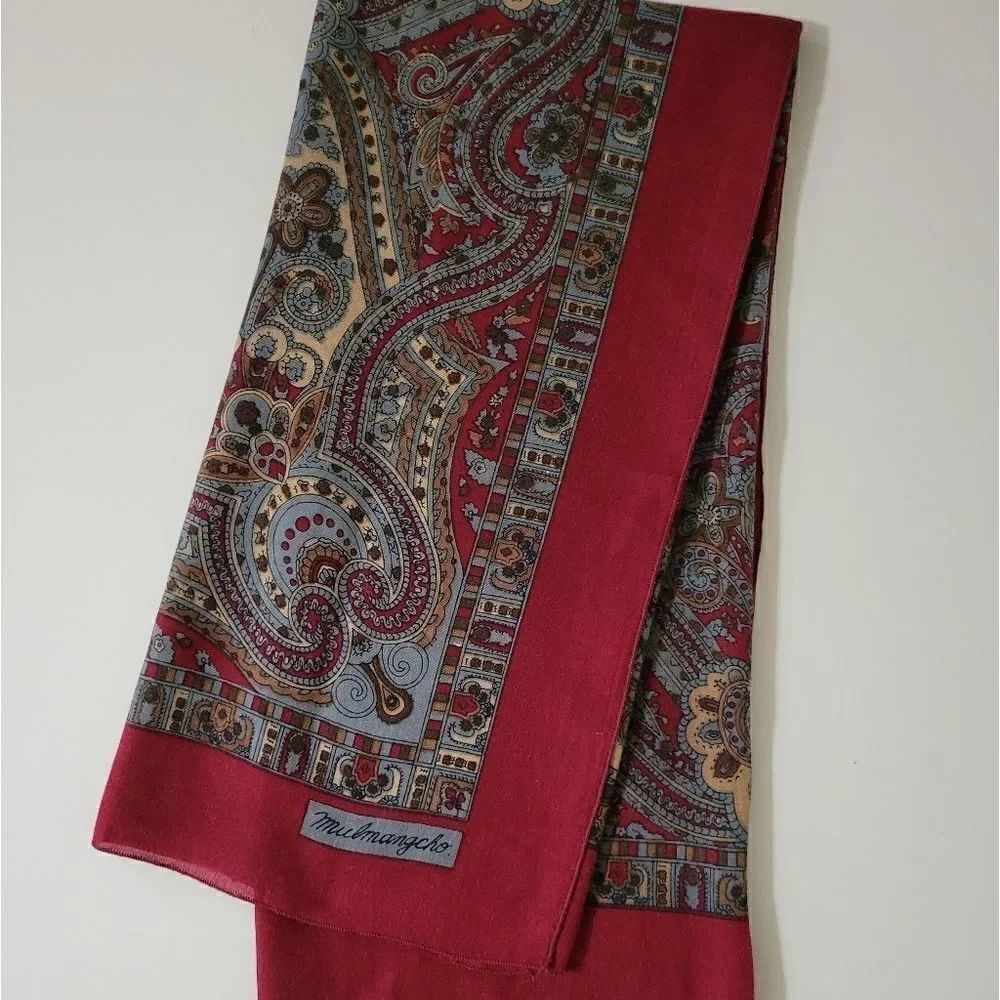Mulmangcho Paisley Burgundy and Gray Scarf